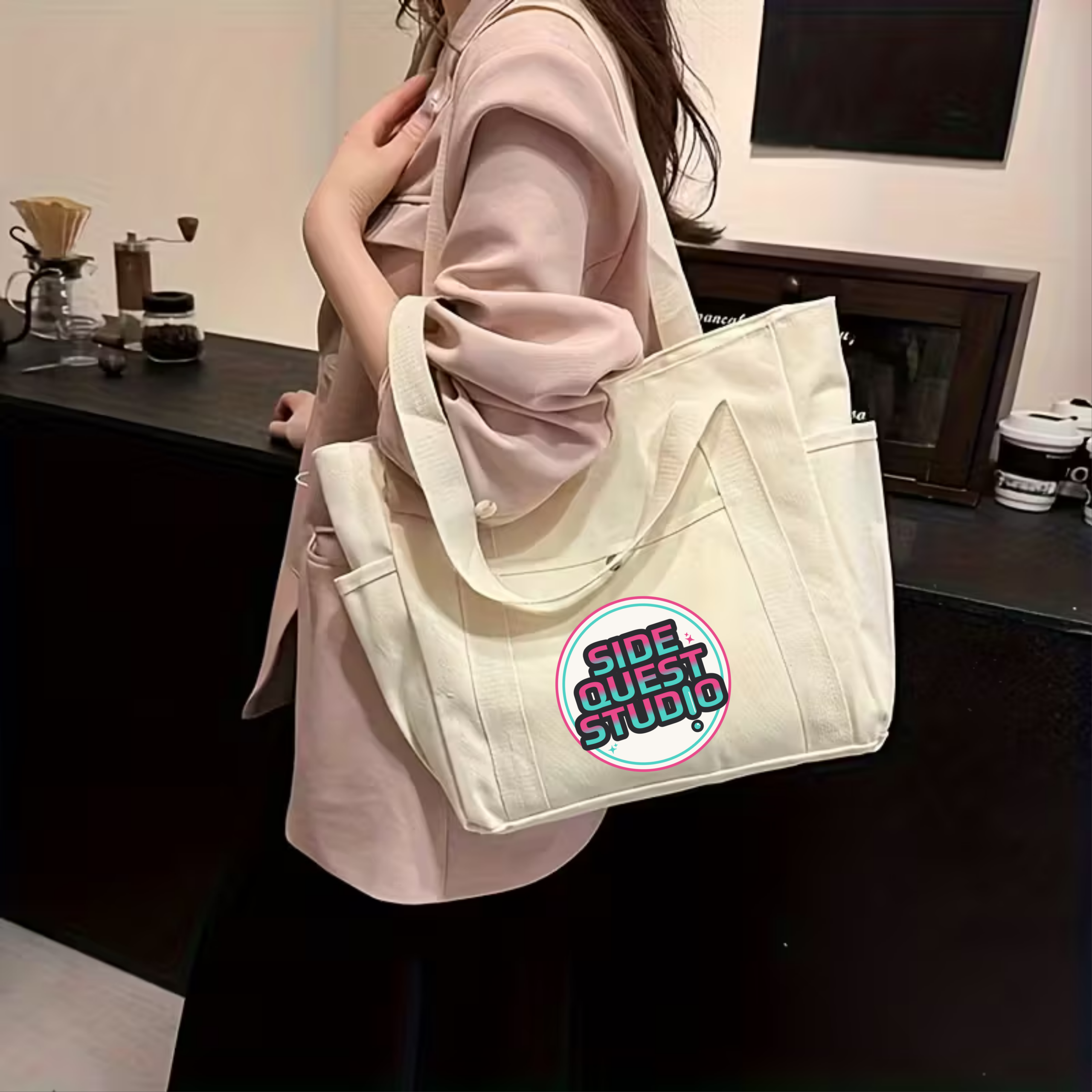 Grote canvas tas - Afbeelding 4